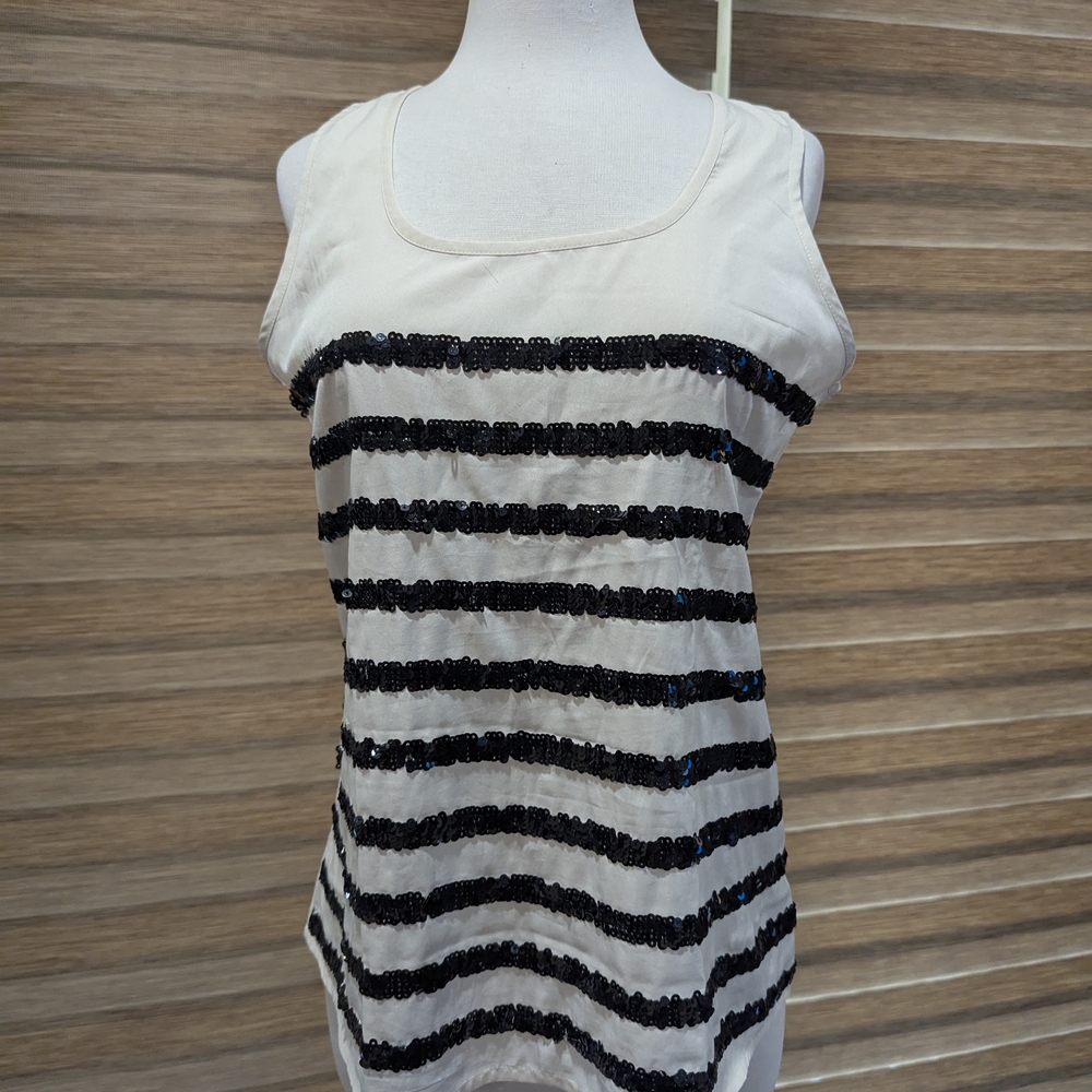 Banana Republic Sleeveless Sequin Stripe Blouse – Size Small